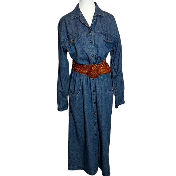 Eddie Bauer Denim Shirt Dress Women’s Sz M 
Vintage Classic Sophisticated - Picture 1 of 12
